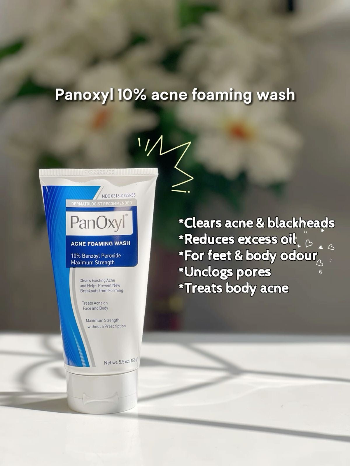 Panoxyl Acne Foaming wash 10 % Benzoyl Peroxide.