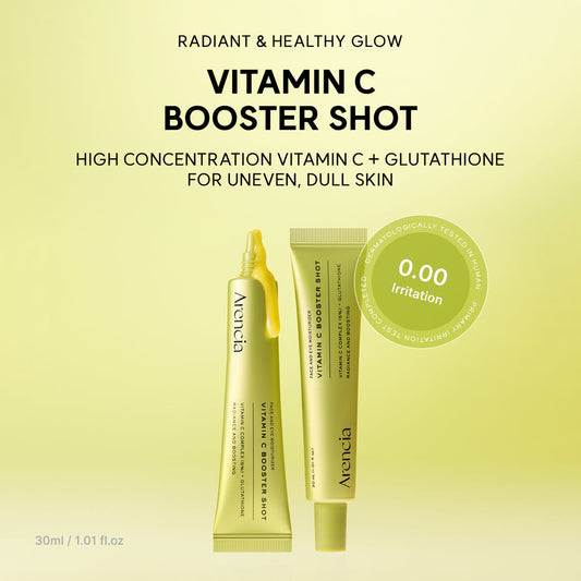 Arencia Vitamin C Booster Shot, Pure Vitamin C + Glutathione for Bright, Healthy Skin Glow